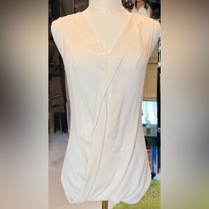 Theory silk blouse with flattering drape in front and comfy cotton on the back S